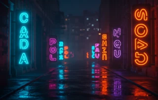A wet street with neon signs - Channel Letter Typography Trends